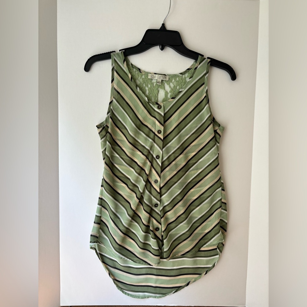 Love Culture Olive and Black Striped Blouse